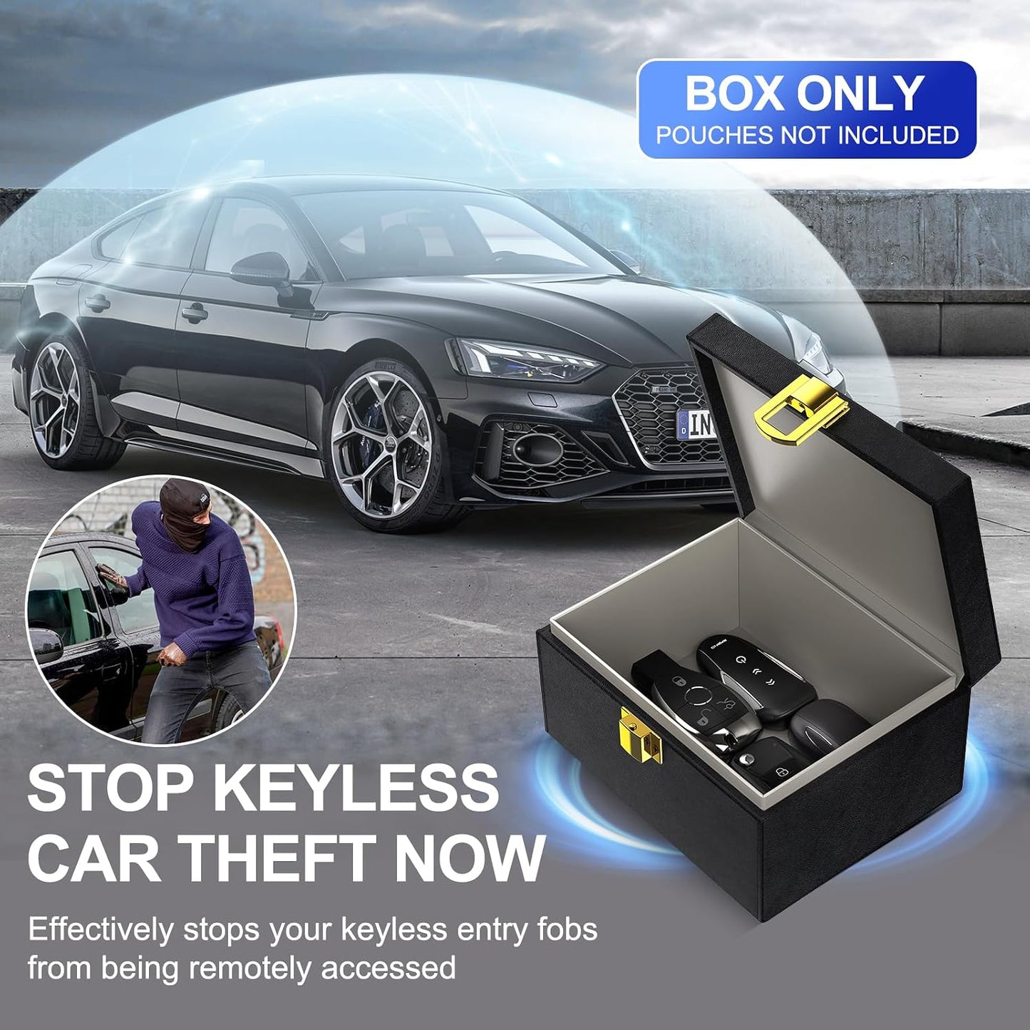 lanpard Faraday Box for Car Keys, Keyless Signal Blocking Anti-Theft Key Protector Signal Blocking Box (Pack of 2)