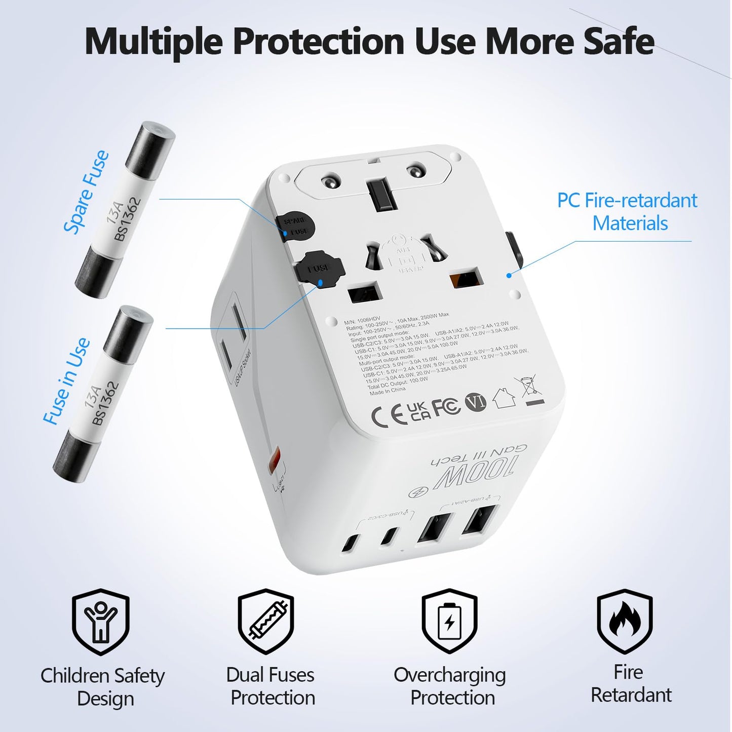 Bigfish Universal Travel Adapter, Travel Plug Adapter Worldwide