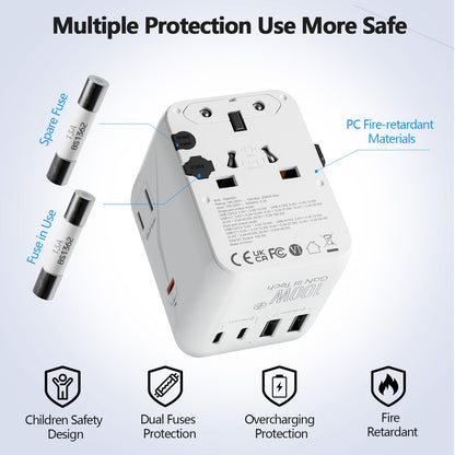 Bigfish Universal Travel Adapter, Travel Plug Adapter Worldwide