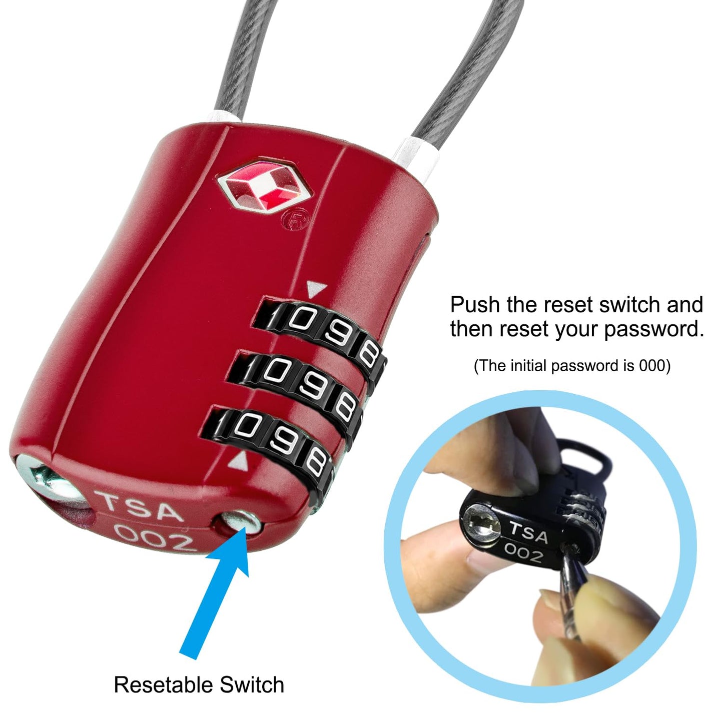 Diyife TSA Approved Luggage Locks with Flexible Steel Cable, Easy to Set up