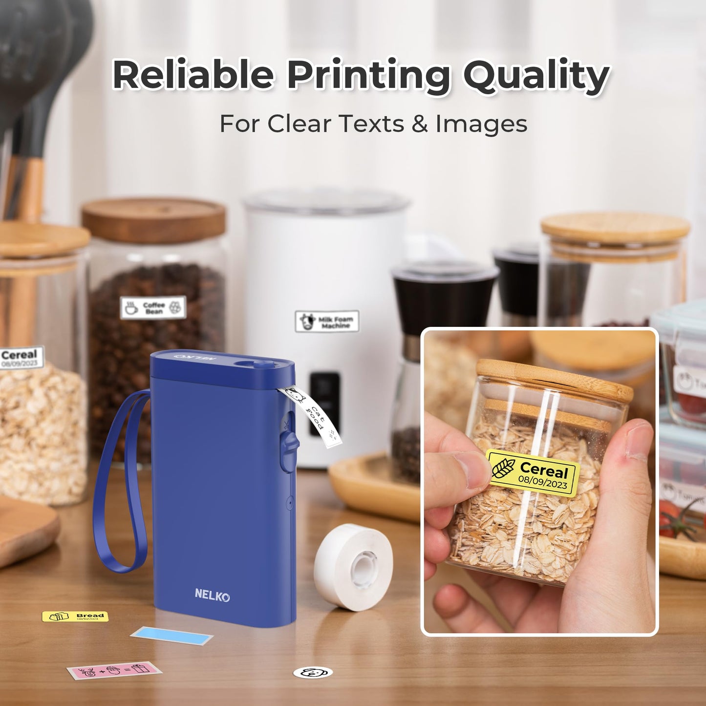 Nelko Label Maker P21 Portable Bluetooth Sticker Printer with Tape, White