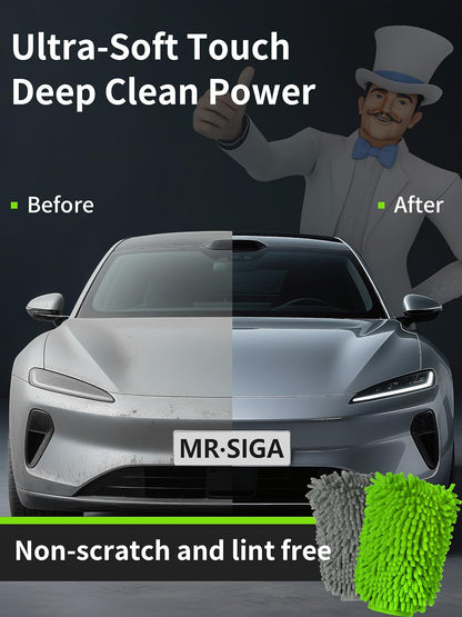 MR.SIGA Microfiber Car Wash Mitt, Chenille Wash Mitt for Car Washing