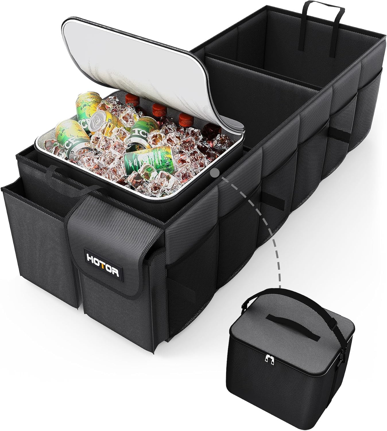 HOTOR Car Boot Oganiser - Auto Trunk Organizer Collapsible 2 Compartments