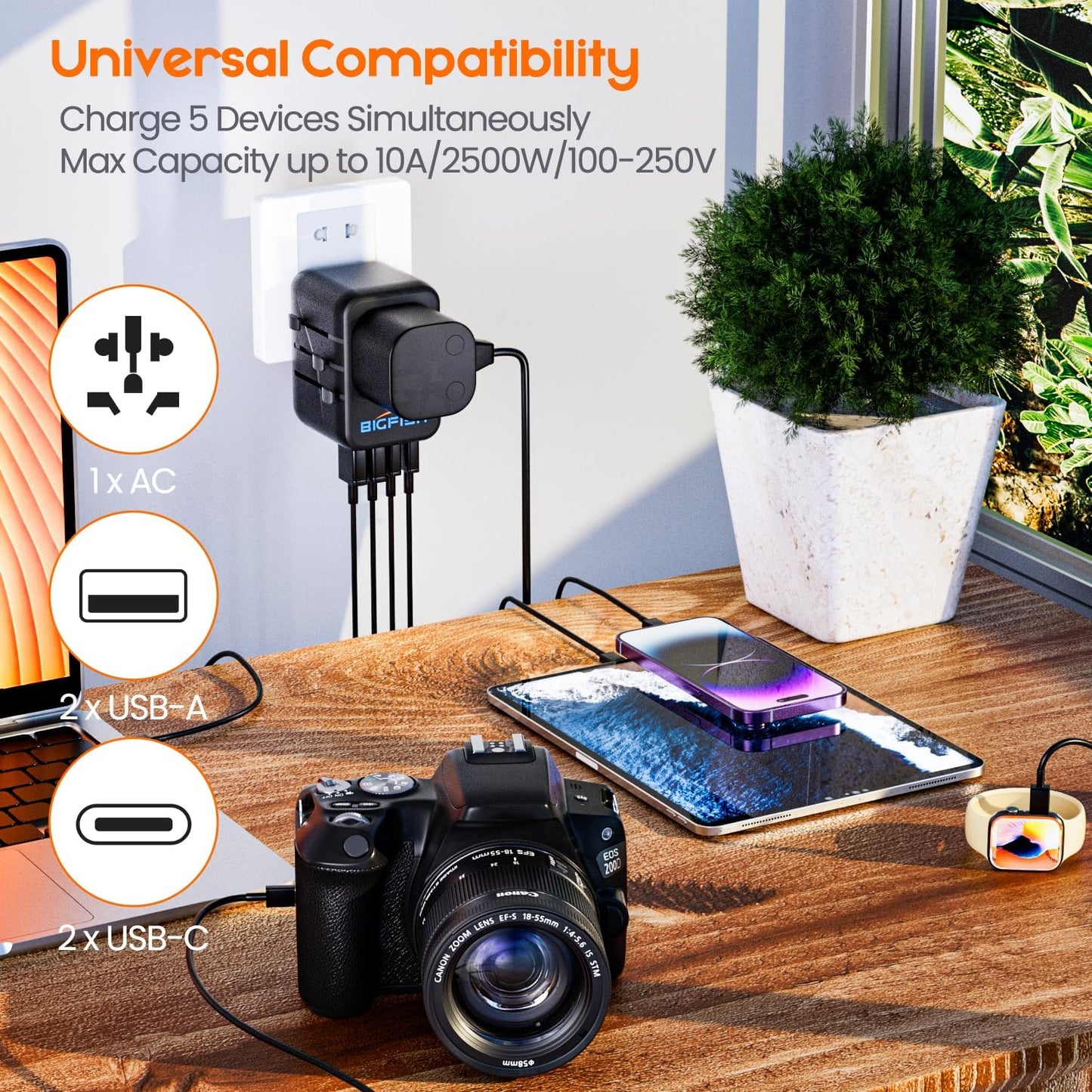 Bigfish Universal Travel Adapter, Travel Plug Adapter Worldwide