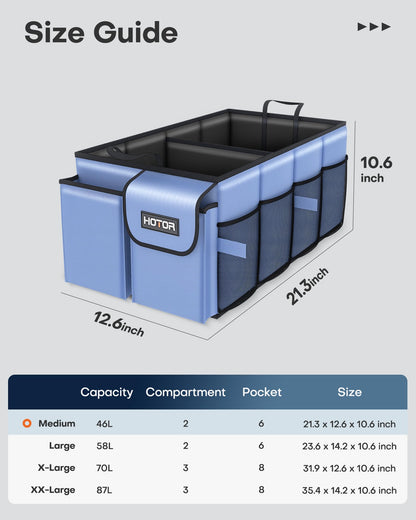 HOTOR Car Boot Oganiser - Auto Trunk Organizer Collapsible 2 Compartments