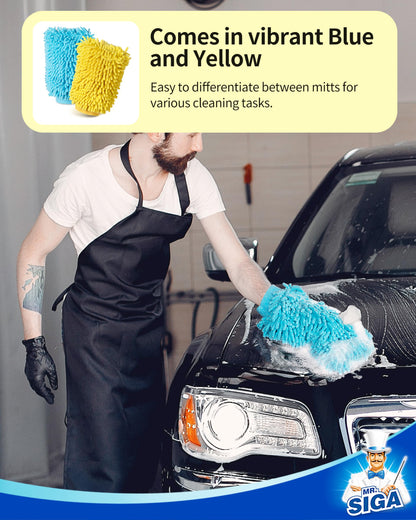 MR.SIGA Microfiber Car Wash Mitt, Chenille Wash Mitt for Car Washing