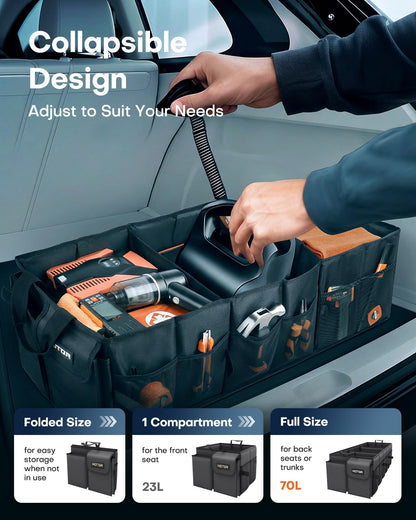 HOTOR Car Boot Oganiser - Auto Trunk Organizer Collapsible 2 Compartments