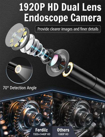 1920P HD Endoscope Inspection Camera, 32.8ft Semi-Rigid Camera