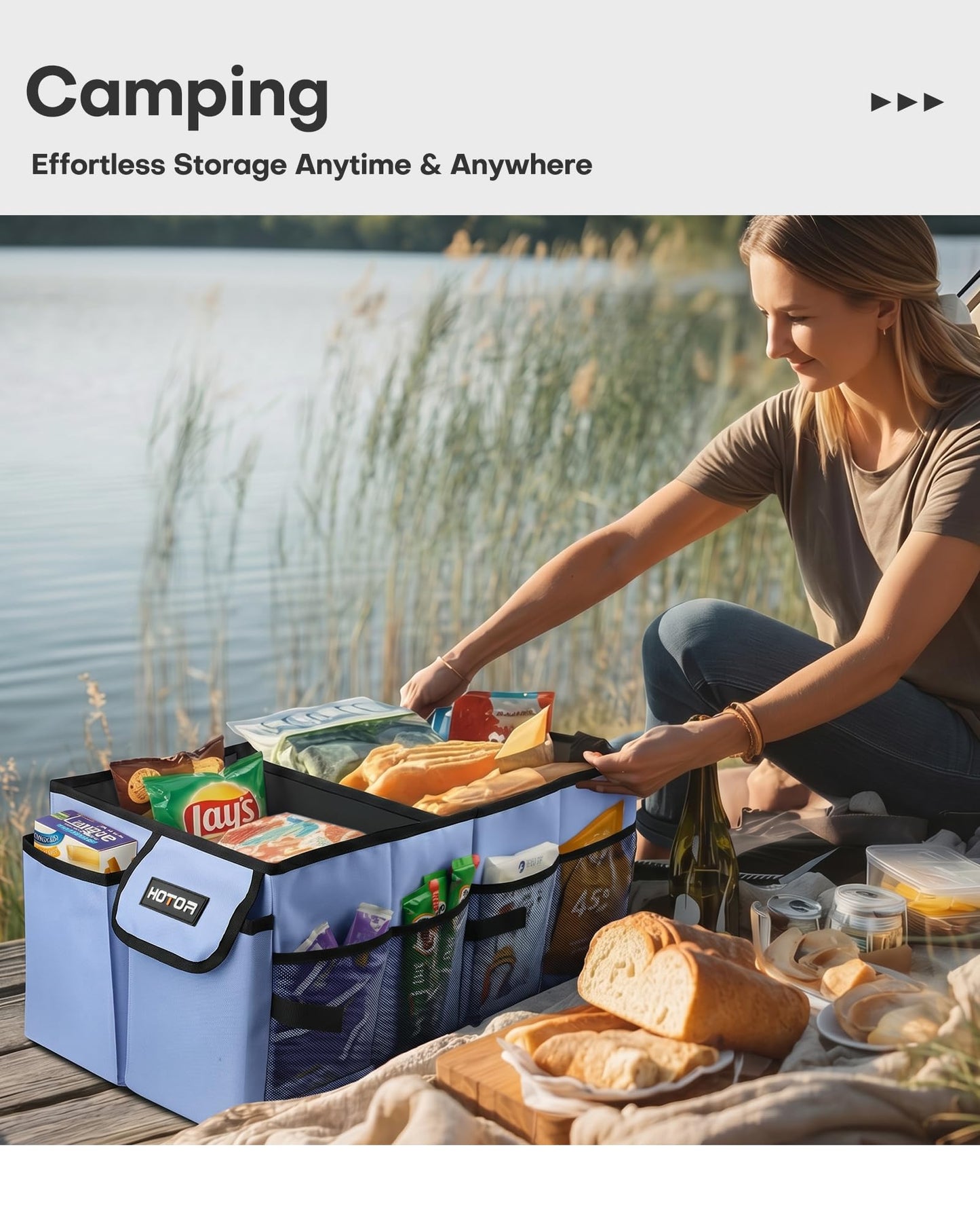 HOTOR Car Boot Oganiser - Auto Trunk Organizer Collapsible 2 Compartments