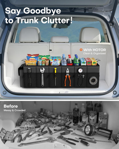 HOTOR Car Boot Oganiser - Auto Trunk Organizer Collapsible 2 Compartments