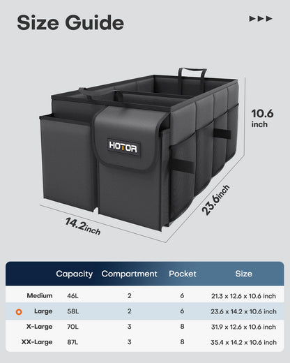 HOTOR Car Boot Oganiser - Auto Trunk Organizer Collapsible 2 Compartments