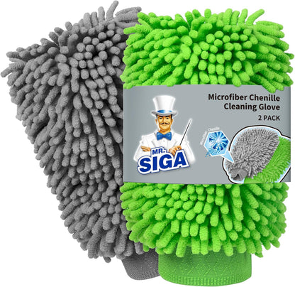MR.SIGA Microfiber Car Wash Mitt, Chenille Wash Mitt for Car Washing