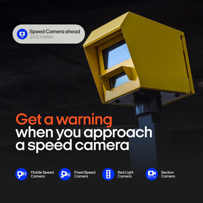 OOONO Co-Driver NO2 - next gen. traffic safety alarm - warns of speed cameras and road hazards - rechargeable - LED indicator - CarPlay & Android Auto compatible