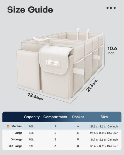HOTOR Car Boot Oganiser - Auto Trunk Organizer Collapsible 2 Compartments