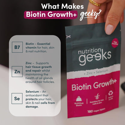 Biotin Hair Growth Supplement - 180 Vegan Tablets for Women & Men
