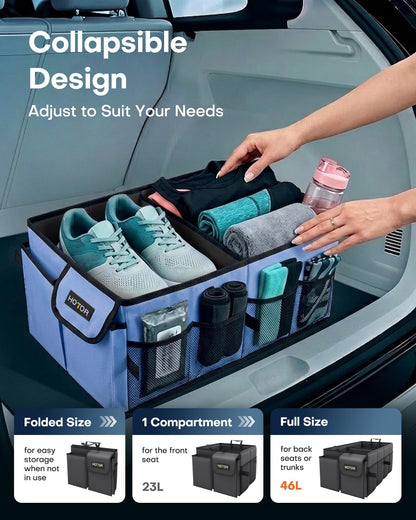 HOTOR Car Boot Oganiser - Auto Trunk Organizer Collapsible 2 Compartments