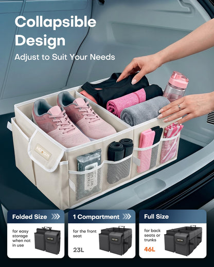 HOTOR Car Boot Oganiser - Auto Trunk Organizer Collapsible 2 Compartments