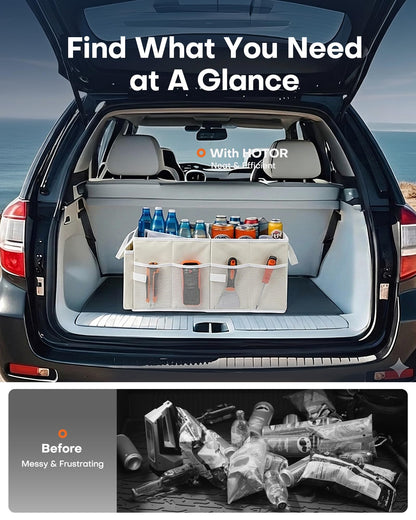HOTOR Car Boot Oganiser - Auto Trunk Organizer Collapsible 2 Compartments