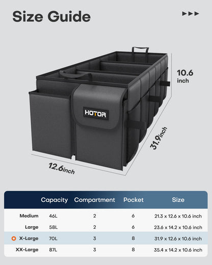 HOTOR Car Boot Oganiser - Auto Trunk Organizer Collapsible 2 Compartments