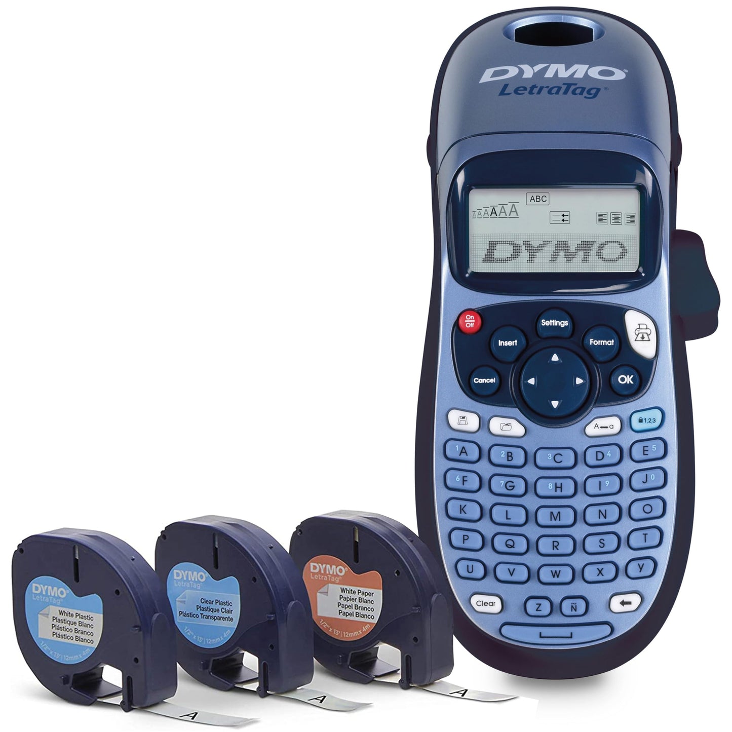 DYMO LetraTag LT-100H Handheld Label Maker | ABC Keyboard Label Printer with Easy-to-Use13 Character LCD Screen | for Home or Office | Blue