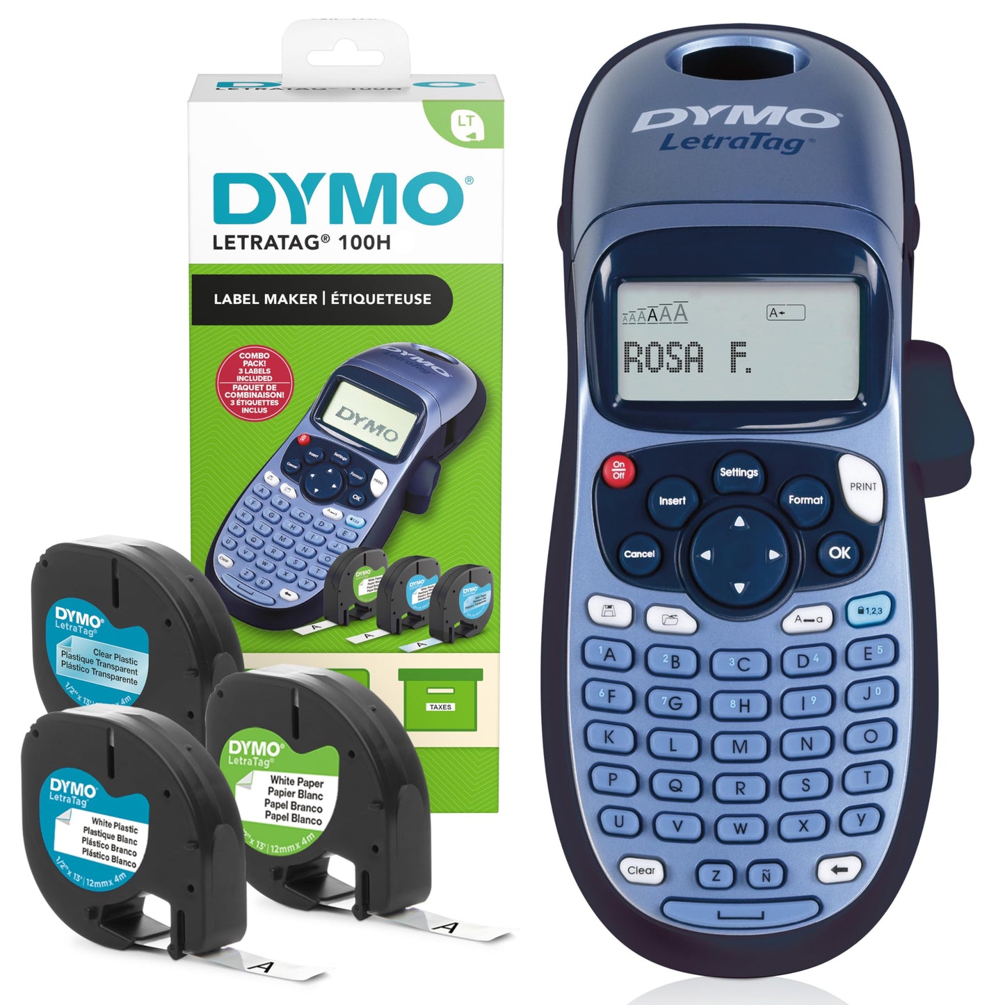 DYMO LetraTag LT-100H Handheld Label Maker | ABC Keyboard Label Printer with Easy-to-Use13 Character LCD Screen | for Home or Office | Blue