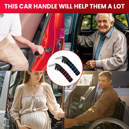 KOUNATSURI Car Door Handle for Elderly Car Assist Support Handle Multifunction Car Door Latch Bar for Seniors and Handicapped Blue and Red