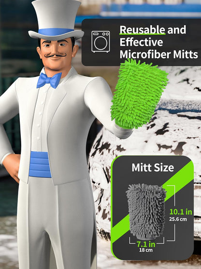 MR.SIGA Microfiber Car Wash Mitt, Chenille Wash Mitt for Car Washing