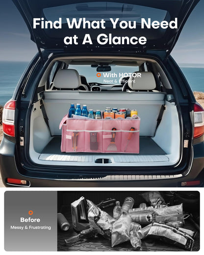 HOTOR Car Boot Oganiser - Auto Trunk Organizer Collapsible 2 Compartments