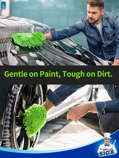 MR.SIGA Microfiber Car Wash Mitt, Chenille Wash Mitt for Car Washing
