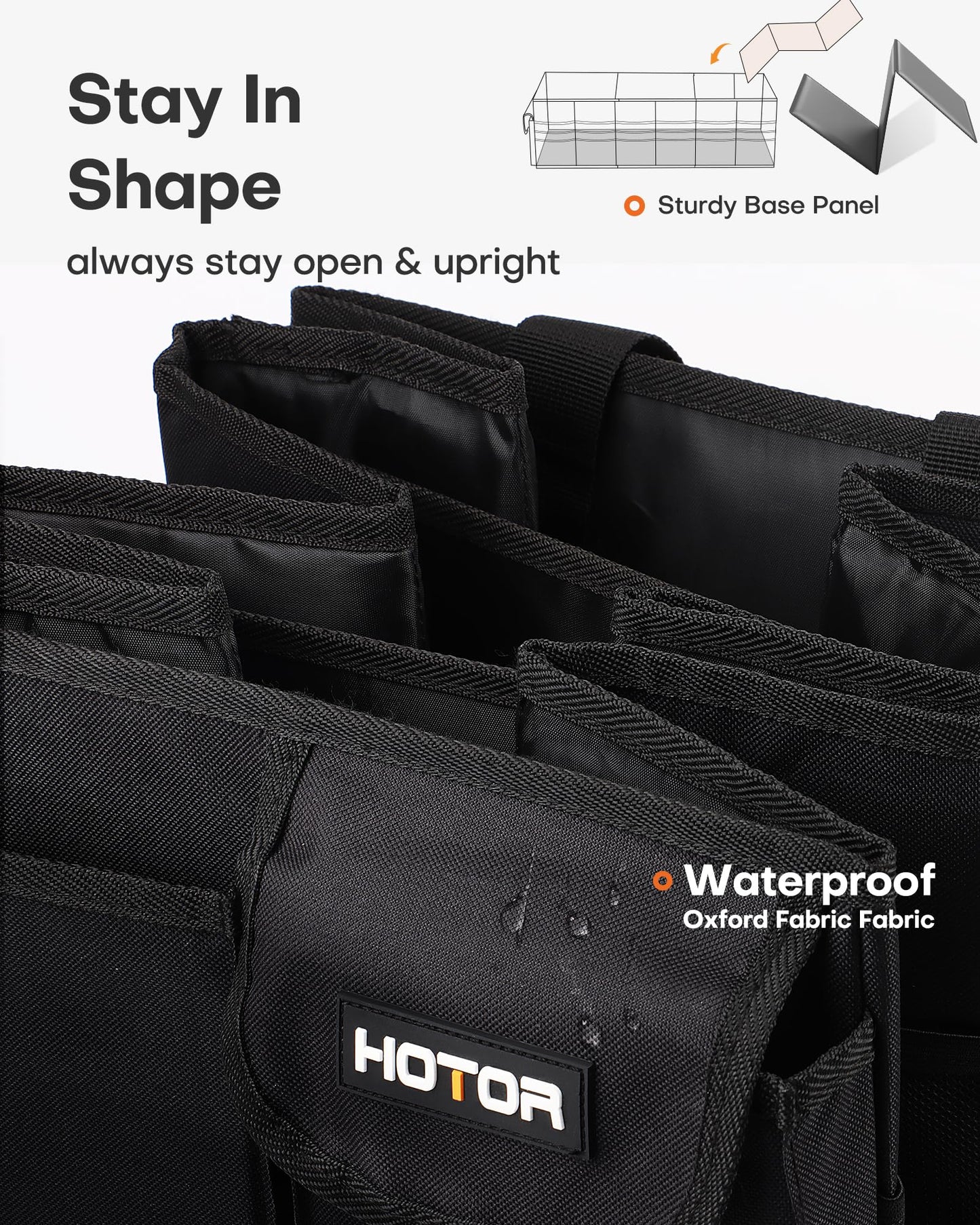 HOTOR Car Boot Oganiser - Auto Trunk Organizer Collapsible 2 Compartments